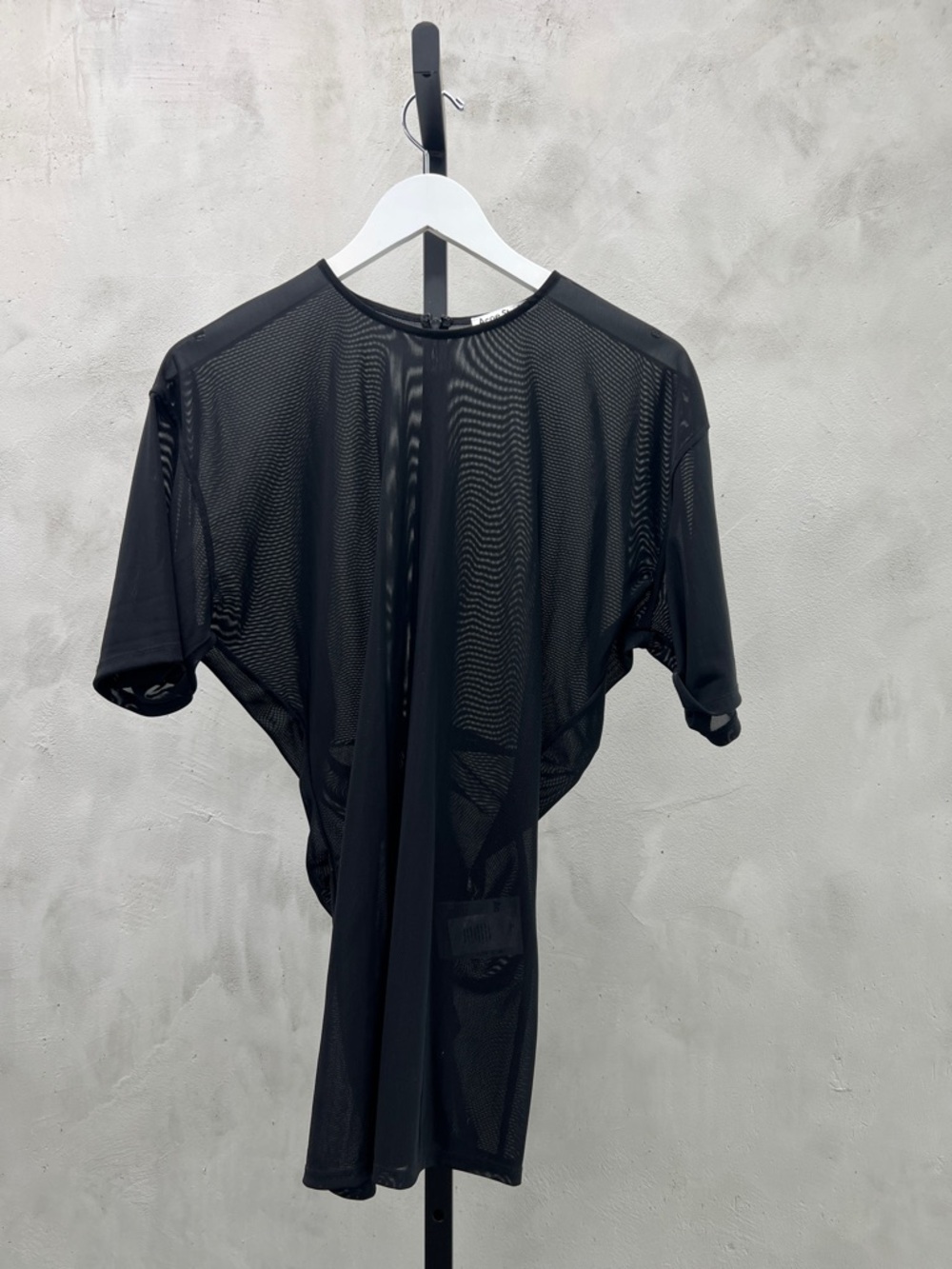 Acne Black Sheer Mesh Tie-Back Top